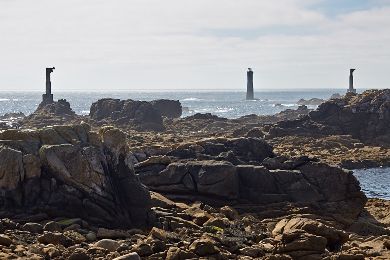 On the west coast of Ouessant, the Nividic and Créac'h lighthouses dominate the rocks, marking one of the most dangerous maritime zones in Europe.